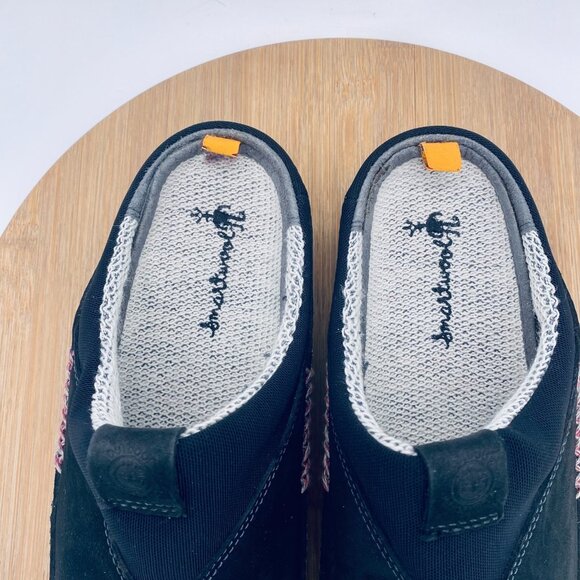 Timberland Smartwool Shoes Womens 8 Black Leather Slip On Mules Wool Lined - Picture 4 of 11